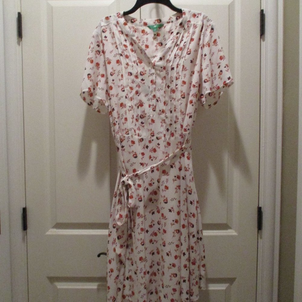 White dress with brown flowers
